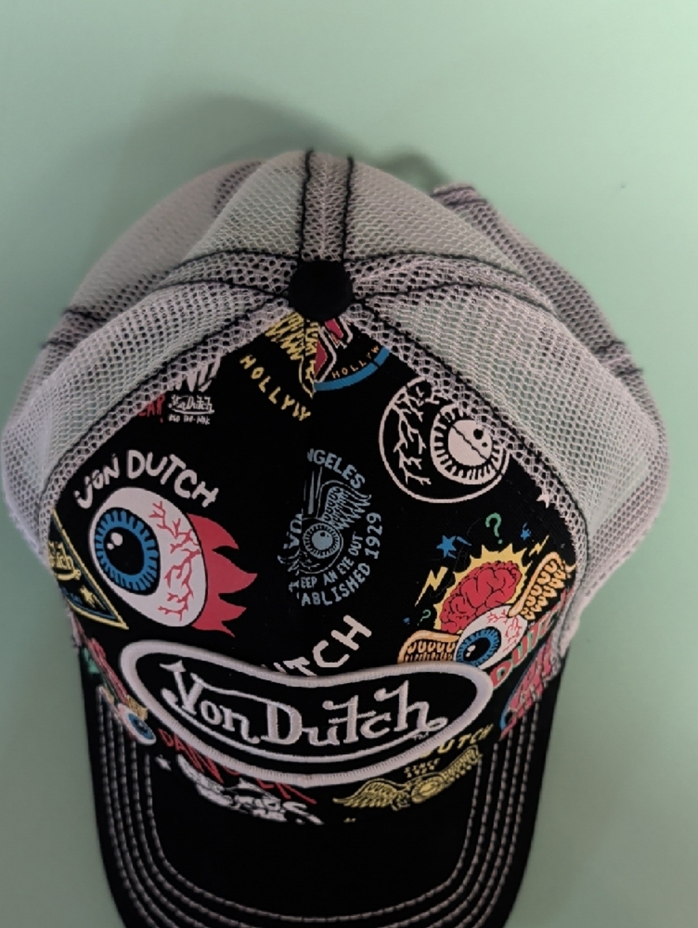 Von Dutch Black Trucker Hat with Multicolor Patch Artwork - Picture 5 of 6